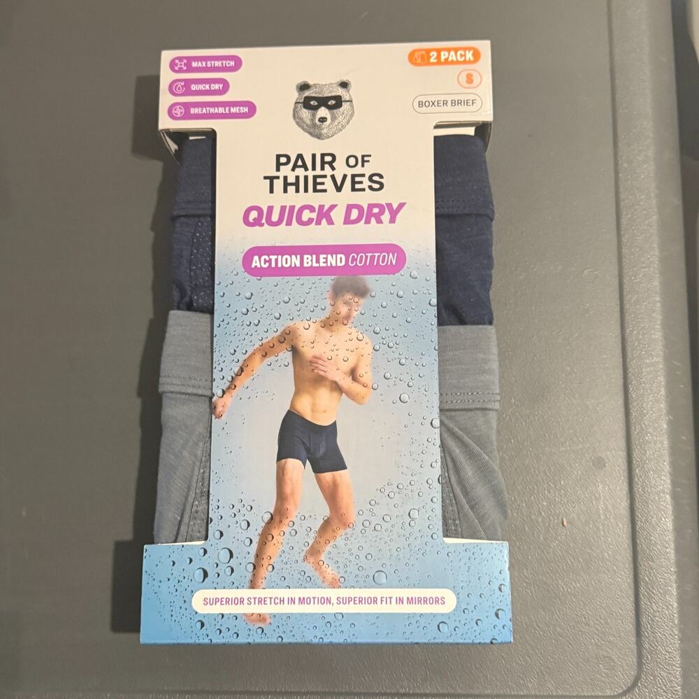 2 Pack Pair Of Thieves Quick Dry Action Blend Cotton Men's Small Boxer Briefs